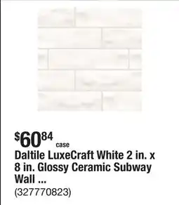 The Home Depot Daltile LuxeCraft White 2 in. x 8 in. Glossy Ceramic Subway Wall Tile (10.16 sq. ft./case) offer