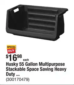 The Home Depot Husky 55 Gallon Multipurpose Stackable Space Saving Heavy Duty Storage Bin in Black offer