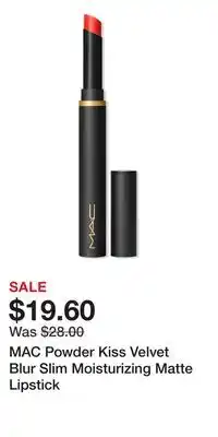 Ulta Beauty MAC Powder Kiss Velvet Blur Slim Moisturizing Matte Lipstick offer