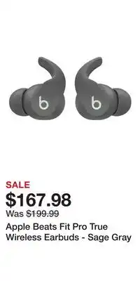 Game Stop Apple Beats Fit Pro True Wireless Earbuds - Sage Gray offer