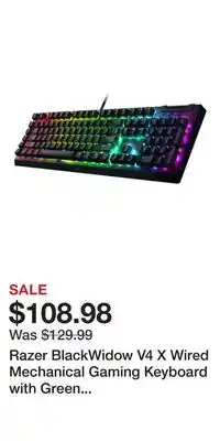 Game Stop Razer BlackWidow V4 X Wired Mechanical Gaming Keyboard with Green Mechanical Switches - Black offer