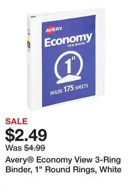 Office Depot Avery Economy View 3-Ring Binder, 1 Round Rings, White offer