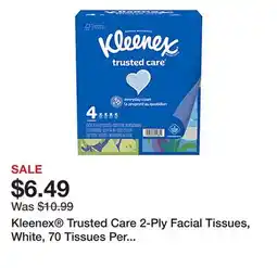 Office Depot Kleenex Trusted Care 2-Ply Facial Tissues, White, 70 Tissues Per Box, Pack Of 4 offer
