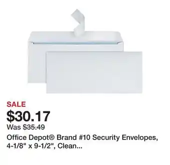 Office Depot Office Depot Brand #10 Security Envelopes, 4-1/8 x 9-1/2, Clean Seal, White, Box Of 500 offer