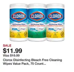 Office Depot Clorox Disinfecting Bleach Free Cleaning Wipes Value Pack, 75 Count Each, Pack of 3 offer