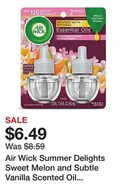 Office Depot Air Wick Summer Delights Sweet Melon and Subtle Vanilla Scented Oil Warmer Refill, 0.67 oz, 2-Pack offer