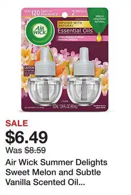Office Depot Air Wick Summer Delights Sweet Melon and Subtle Vanilla Scented Oil Warmer Refill, 0.67 oz, 2-Pack offer