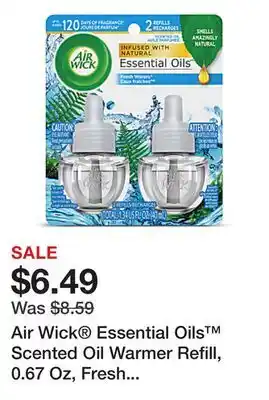 Office Depot Air Wick Essential Oils Scented Oil Warmer Refill, 0.67 Oz, Fresh Waters , Pack Of 2 offer