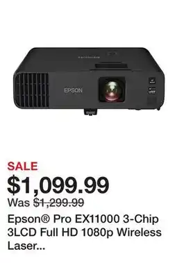 Office Depot Epson Pro EX11000 3-Chip 3LCD Full HD 1080p Wireless Laser Projector, V11HA72220 offer