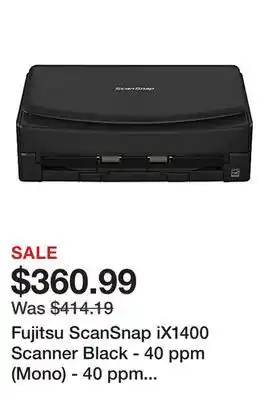 Office Depot Fujitsu ScanSnap iX1400 Scanner Black - 40 ppm (Mono) - 40 ppm (Color) - Duplex Scanning - USB offer