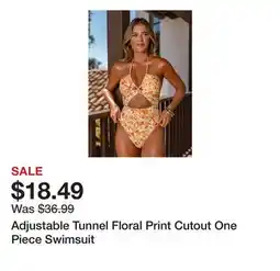 Belk Adjustable Tunnel Floral Print Cutout One Piece Swimsuit offer
