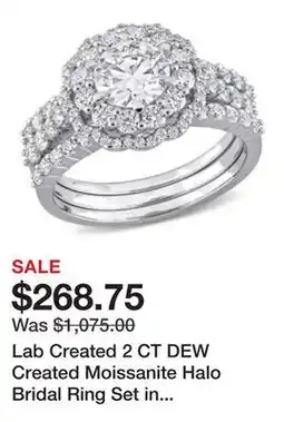 Belk Lab Created 2 CT DEW Created Moissanite Halo Bridal Ring Set in Sterling Silver offer