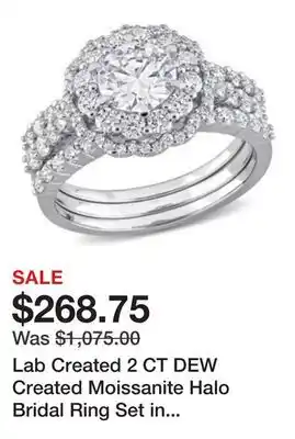 Belk Lab Created 2 CT DEW Created Moissanite Halo Bridal Ring Set in Sterling Silver offer