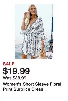 Belk Women's Short Sleeve Floral Print Surplice Dress offer