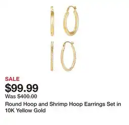 Belk Round Hoop and Shrimp Hoop Earrings Set in 10K Yellow Gold offer