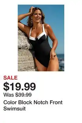 Belk Color Block Notch Front Swimsuit offer