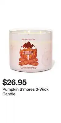 Bath & Body Works Pumpkin S'mores 3-Wick Candle offer