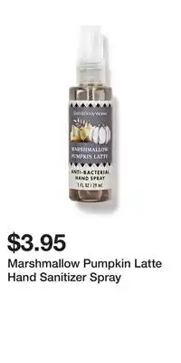 Bath & Body Works Marshmallow Pumpkin Latte Hand Sanitizer Spray offer
