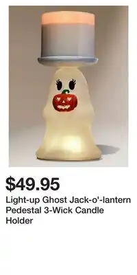 Bath & Body Works Light-up Ghost Jack-o'-lantern Pedestal 3-Wick Candle Holder offer