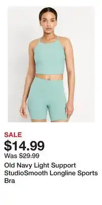Old Navy Old Navy Light Support StudioSmooth Longline Sports Bra offer
