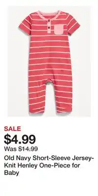 Old Navy Old Navy Short-Sleeve Jersey-Knit Henley One-Piece for Baby offer