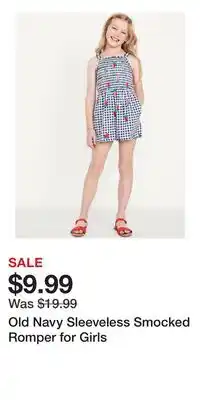 Old Navy Old Navy Sleeveless Smocked Romper for Girls offer