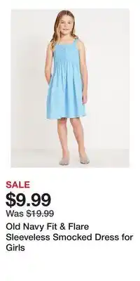 Old Navy Old Navy Fit & Flare Sleeveless Smocked Dress for Girls offer