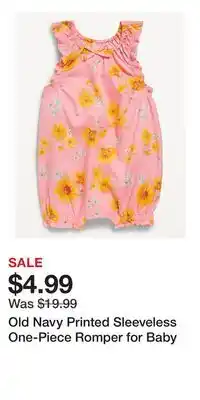 Old Navy Old Navy Printed Sleeveless One-Piece Romper for Baby offer