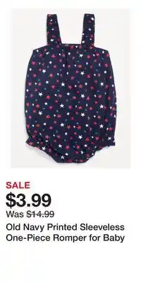 Old Navy Old Navy Printed Sleeveless One-Piece Romper for Baby offer