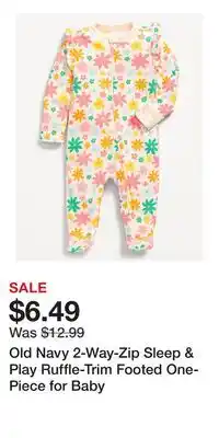 Old Navy Old Navy 2-Way-Zip Sleep & Play Ruffle-Trim Footed One-Piece for Baby offer
