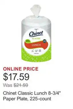 Costco Chinet Classic Lunch 8-3/4 Paper Plate, 225-count offer