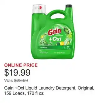 Costco Gain +Oxi Liquid Laundry Detergent, Original, 159 Loads, 170 fl oz offer