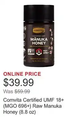 Costco Comvita Certified UMF 18+ (MGO 696+) Raw Manuka Honey (8.8 oz) offer