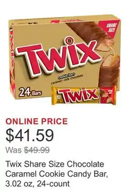 Costco Twix Share Size Chocolate Caramel Cookie Candy Bar, 3.02 oz, 24-count offer