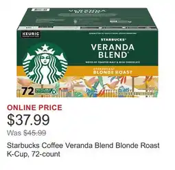 Costco Starbucks Coffee Veranda Blend Blonde Roast K-Cup, 72-count offer