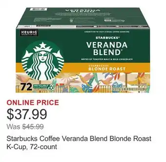 Costco Starbucks Coffee Veranda Blend Blonde Roast K-Cup, 72-count offer