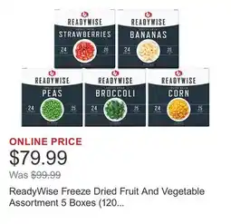 Costco ReadyWise Freeze Dried Fruit And Vegetable Assortment 5 Boxes (120 Total Servings) offer