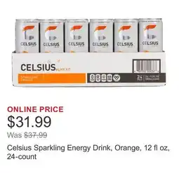 Costco Celsius Sparkling Energy Drink, Orange, 12 fl oz, 24-count offer