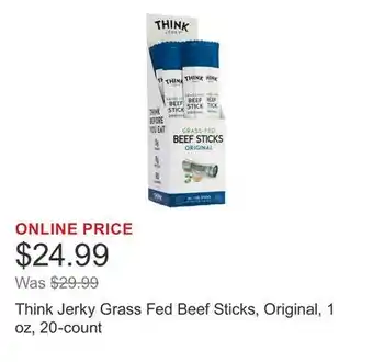 Costco Think Jerky Grass Fed Beef Sticks, Original, 1 oz, 20-count offer