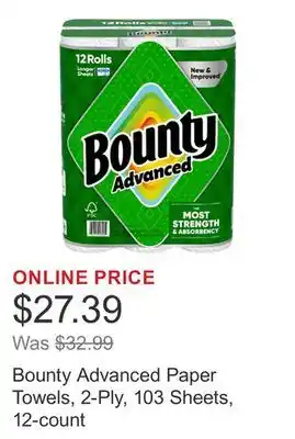 Costco Bounty Advanced Paper Towels, 2-Ply, 103 Sheets, 12-count offer