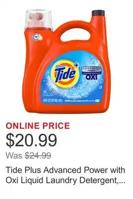 Costco Tide Plus Advanced Power with Oxi Liquid Laundry Detergent, Original, 78 Loads, 138 fl oz offer