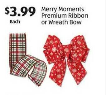 Aldi Merry Moments Premium Ribbon Or Wreath Bow offer