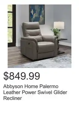 Costco Abbyson Home Palermo Leather Power Swivel Glider Recliner offer