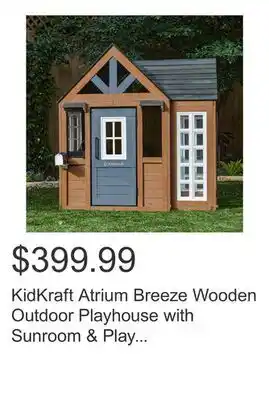 Costco KidKraft Atrium Breeze Wooden Outdoor Playhouse with Sunroom & Play Kitchen offer