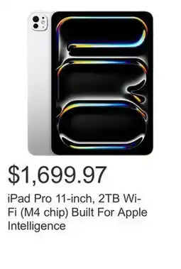 Costco iPad Pro 11-inch, 2TB Wi-Fi (M4 chip) Built For Apple Intelligence offer