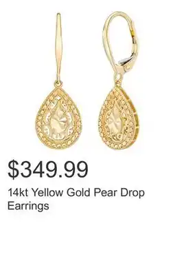 Costco 14kt Yellow Gold Pear Drop Earrings offer