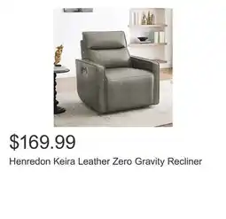 Costco Henredon Keira Leather Zero Gravity Recliner offer