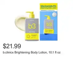 Costco b.clinicx Brightening Body Lotion, 10.1 fl oz offer