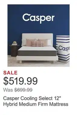 Costco Casper Cooling Select 12 Hybrid Medium Firm Mattress offer