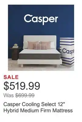 Costco Casper Cooling Select 12 Hybrid Medium Firm Mattress offer